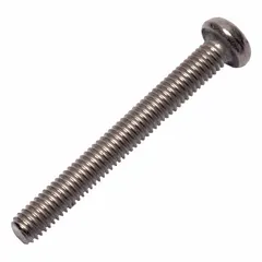 M3x0.50 thread, 25 mm length, Grade 2 titanium, plain finish, pan head, Phillips drive, #1 drive size. Used in general industrial fastening where corrosion resistance and light weight are required, such as machinery, instrumentation, and electrical enclosures.