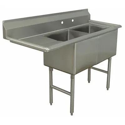 ADVANCE TABCO Scullery Sink: 2 Bowls, 43 in Overall Ht, 74 1/2 in Overall Lg - Two-Bowl Freestanding Kitchen & Bar Sinks without Faucets
