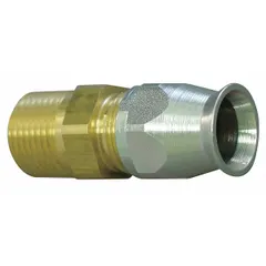 Straight NPTF x Hose reusable hydraulic hose fitting with 1/4 in x 1/4 in fitting size and 1/4-18 thread. Designed for hose dash size -5, compatible with hose series 2807. Suitable for connecting NPTF threaded ports to hydraulic hoses in fluid power systems.