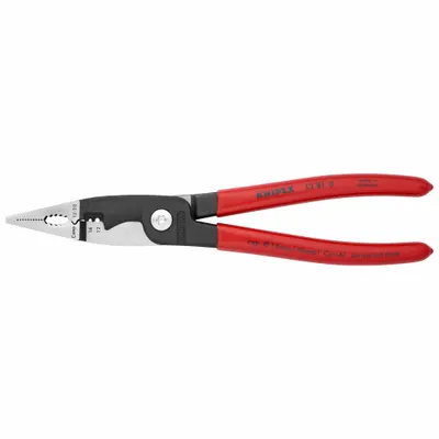 KNIPEX Crimper: 14 AWG to 14 AWG, 7 7/8 in Overall Lg, Crimp/Cut/Debut/Loop, Std Cushion Grip - Multifunction Wire Strippers