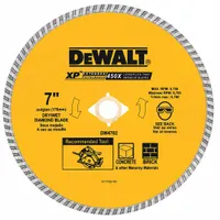 DEWALT Diamond Saw Blade: Masonry, 7 in Blade Dia., 5/8 in Arbor Size, Wet/Dry, Better, Turbo (MPN DW4702)