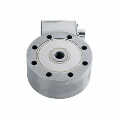 Low-profile load cell for tension force measurement in industrial weighing, material testing, and process control. Capacity 25,000 lbf, hysteresis ±0.1%, repeatability ±0.05%, 15 ft cable length.