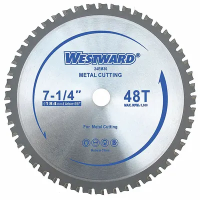 WESTWARD Circular Saw Blade: 7 1/4 in Blade Dia., 48 Teeth, 0.08 in Cut Wd - Steel & General Metal-Cutting Blades