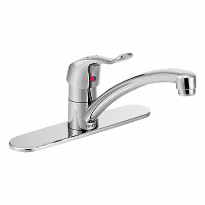 MOEN Low Arc Kitchen Faucet: M-Dura, Brass, Single-Post, Deck, 3 Mounting Holes - Single-Post Kitchen Faucets
