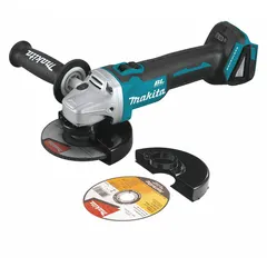 18V DC cordless angle grinder with brushless motor and electric brake. Accepts 4-1/2" and 5" wheels. Barrel grip design with standard head. For cutting, grinding, and surface preparation on metal, masonry, and tile.