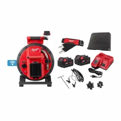 This 100 ft inspection reel is part of the M18™ Modular Pipeline Inspection System. It is used for inspecting pipelines and drains, and includes a USB Thumb Drive for storing inspection footage.