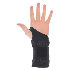 Ambidextrous wrist support in black, size S Ergonomic Support Size, fitting 5-1/2 to 6-1/2 in. Designed to provide support and reduce strain during repetitive tasks or light-duty industrial work such as assembly, packaging, and maintenance.