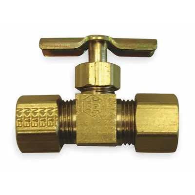 HANSEN Needle Valve: Inline Valve Body, Brass, 1/4 in Pipe Size, Compression x Compression - Brass Straight-Body Needle Valves