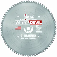 This 10-inch circular saw blade features 72 carbide teeth and a 0.09-inch cut width for cutting non-ferrous metals such as aluminum and soft metals. It is suitable for use in sheet, plate, and extrusion applications. The blade has a 5/8-inch arbor size.