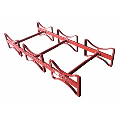 This single-level drum storage rack from Dayton accommodates three 55-gallon drums. It has a weight capacity of 2400 lb per level and is finished in red. Suitable for organizing drums in industrial facilities, warehouses, and maintenance shops.