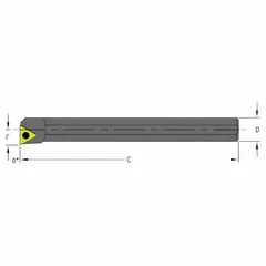 Indexable boring bar for precision internal turning and boring operations. Used for machining bores, enlarging holes, and achieving tight tolerances in metalworking applications.