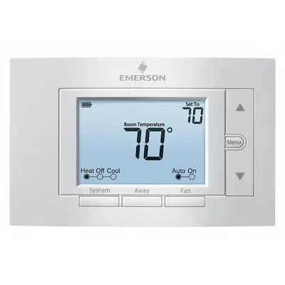 EMERSON Low Voltage Thermostat: Heat and Cool, Auto, 5-1-1/5-2/7 Day, Horizontal - Standard Thermostats