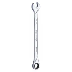This metric 12-point ratcheting combination wrench is constructed from alloy steel with a chrome finish. It features a 19 mm head size and a 12-inch overall length, suitable for general fastening tasks in maintenance, assembly, and repair applications.