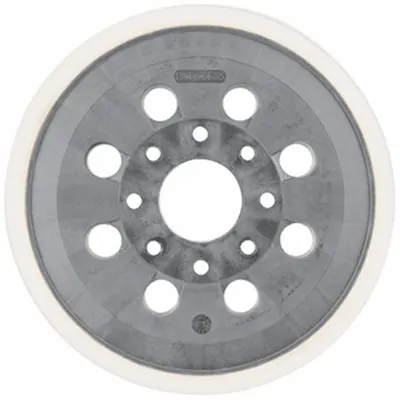 BOSCH Disc Backup Pad: 5 in Wd, Round, Hook and Loop, Extra Soft, 8 Vacuum Holes - Backing Pads for Power Sanders