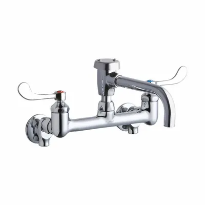 ELKAY Handle-Operated Faucet: Wall, Centerset, Brass, Chrome Plated, 4 gpm Flow Rate - Centerset Utility Faucets
