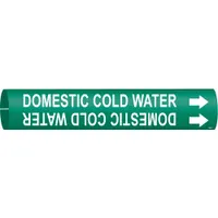 Pipe Marker: Domestic Cold Water, Green, White, Fits 3/4 to 1 3/8 in Pipe O.D., 1 Pipe Markers (MPN 4048-A)