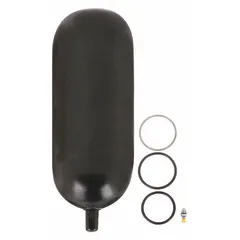 This repair kit is designed for servicing bladder accumulators in hydraulic systems. It includes a valve seal cap and is suitable for use with 4VV76 series accumulators. The kit operates within a temperature range of -20 to 200°F and has a nominal volume of 1124 cu in.