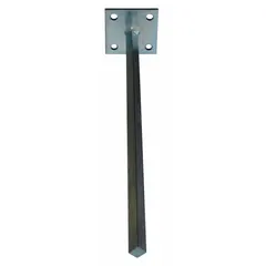 This galvanized steel tow bar is designed for use in festoon systems to guide and support cables along a track. With an 18-inch overall length, it is compatible with manufacturer part number KM769144. Typical applications include material handling, crane, and conveyor installations requiring cable management.