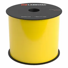 Continuous label roll for LabelTac 4 printers. Yellow gloss vinyl with magnetic adhesive for indoor/outdoor use. Used for creating repositionable labels on metal surfaces such as safety signs, equipment markings, and temporary identification.