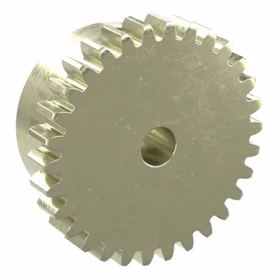 KHK GEARS Spur Gear: Module m 0.8, 30 Teeth, 4 mm Bore Dia, Brass, 20° Pressure Angle - Metric Spur Gears with Standard Hub