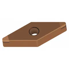 Diamond indexable turning inserts for precision machining of non-ferrous materials, composites, and abrasive workpieces. The indexable design enables quick insert changes without resetting tool offsets. Available in two geometries: VNGA331TM-2 and VNGA160404TM-2.