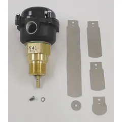 This inline flow switch uses a paddle to detect liquid flow in 1-inch pipe systems. It features a 1-inch NPT connection and an AC contact rating of 22.2 A at 240V (locked rotor). Typical applications include pump protection, boiler low-water cutoff, and cooling water monitoring.
