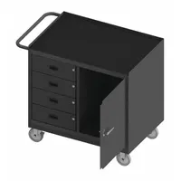 DURHAM MFG Mobile Cabinet Workbench: 36 in x 24 in, Rubber, 1,200 lb Overall Load Capacity, Gray (MPN 3121-RM-95)