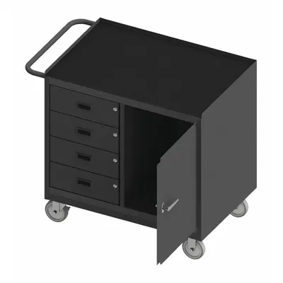 DURHAM MFG Mobile Cabinet Workbench: 36 in x 24 in, Rubber, 1,200 lb Overall Load Capacity - Mobile Cabinet Benches with Drawers
