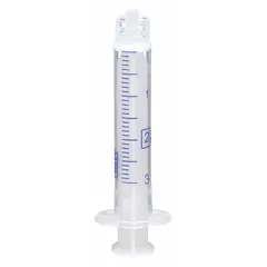 Sterile 2 mL Luer lock syringe with polypropylene barrel and tip, and HDPE plunger. Individually packaged for single use. Compatible with sharp tri-bevel needles (not included). Suitable for precise fluid measurement and transfer in medical and laboratory settings.
