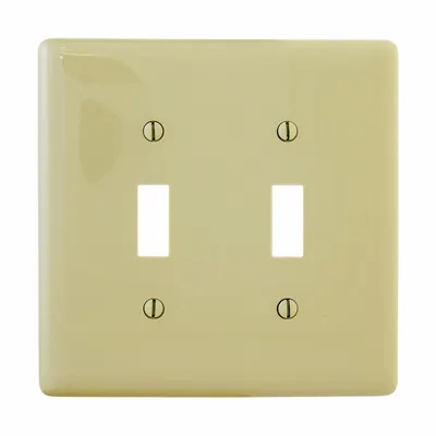 HUBBELL Wall Plate: Toggle, 2 Gang, White - General Purpose Wall Plates
