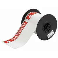 Pre-Cut Label Stock Roll: Danger, DANGER Header, 4 in x 6 1/4 in, 4 in x 4 in, Polyester, White (MPN B30-25-854-ANSIDA)