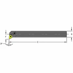 This indexable boring bar is designed for right-hand precision internal turning and boring operations in metalworking. It is used for accurate hole enlargement and finishing in general machining applications.