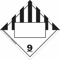 Class 9: Miscellaneous Hazardous Materials placard, 10 3/4 in x 10 3/4 in, displaying the number '9'. Used for identifying miscellaneous hazardous materials during transport.