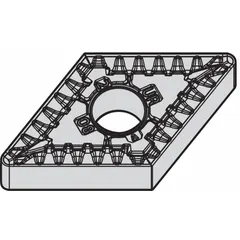 Diamond indexable turning insert for precision machining of non-ferrous materials, composites, and abrasive alloys. Suitable for turning, boring, and profiling operations. Available in geometries DNMG442UR and DNMG150608UR.