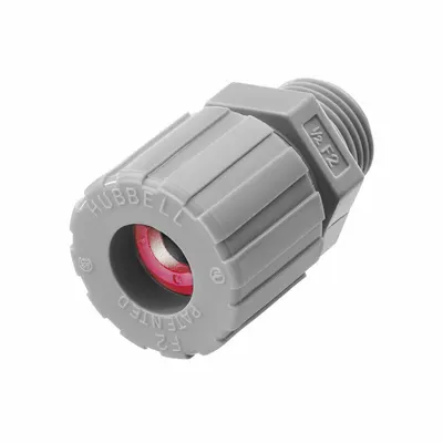 HUBBELL WIRING DEVICE-KELLEMS Liquid Tight Cord Connector: Nylon, 1 in MNPT, 1.00 in to 1.13 in, Gray - Straight Plastic Cable Grips