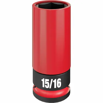 MILWAUKEE Lug Nut Wheel Socket: 1/2 in Drive Size, SAE, 15/16 in Socket Size, 6-Point - Non-Marring Drive Sockets