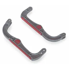 This stair and curb climber attachment is designed for hand trucks to assist in moving loads up and down stairs or over curbs. It measures 1-1/2 inches high by 7 inches wide by 20 inches deep. The attachment reduces physical strain and improves control on uneven surfaces in industrial, warehouse, or delivery settings.