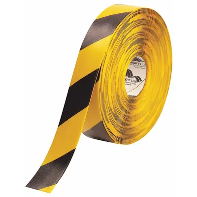 MIGHTY LINE Floor Marking Tape: Extra-Durable, Striped, Black/Yellow, 2 in x 100 ft - Extra-Durable Floor Marking Tape