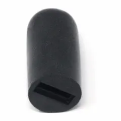 This rubber tip is a replacement part for Everest and Jennings wheelchairs. It has a 2-inch overall length and is made of rubber. Used to cap or protect the end of wheelchair components such as footrests or armrests, helping maintain proper function and user safety.