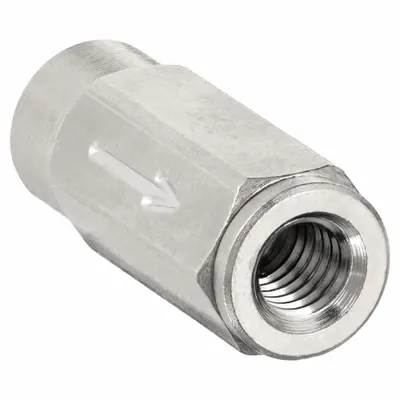PNEUMADYNE INC Check Valve: Inline Valve Body, 5/16 in Pipe Size, FNPT x FNPT, Brass, Female - Brass Poppet Check Valves