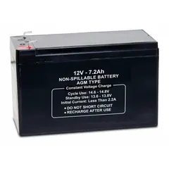 APPROVED VENDOR AGM Sealed Lead Acid Battery, 12V DC, 7.2 Ah, ABS Housing, 0.187 in Faston Terminal, 3.78 in H x 2.58 in W, MPN 47037
