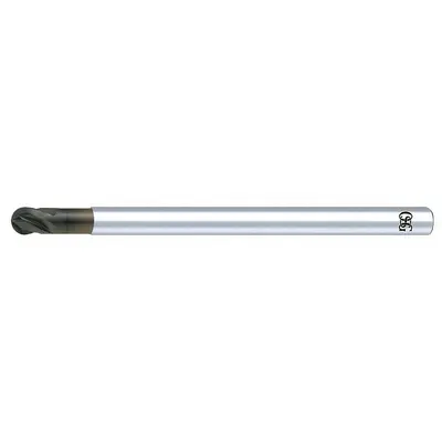 OSG Ball End Mill: Carbide, Diamond Coated, 4 Flute, 3/8" Mill Dia, 3/8" LOC - Reduced-Neck Carbide Ball End Mills for Graphite & Carbon Fiber