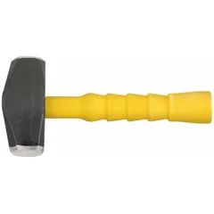Steel drilling hammer with a round-shaped head weighing 4 lb and a diameter of 1 3/8 in. Overall length is 10 in. Suitable for driving chisels, punches, and masonry nails in confined spaces where a full-size sledgehammer is impractical.