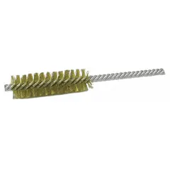 Brass fill brushes for heavy cleaning of soft metals such as brass and aluminum. Double-stem construction provides stability for removing debris, oxidation, and light burrs from internal tube surfaces without damaging the base material. Each brush has a 1/2 in diameter and 0.006 in fill diameter. Supplied in a 10-pack.