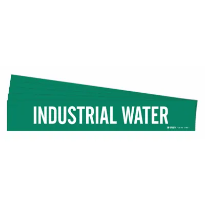 BRADY Pipe Marker: Industrial Water, Green, White, Fits 2 1/2 to 7 7/8 in Pipe O.D. - Industrial Water Adhesive Pipe Markers