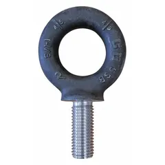 This Grade 8 steel eye bolt features a shoulder design for load alignment in overhead lifting and rigging applications. The black oxide finish provides corrosion resistance. With a 5-inch shank length, it is suitable for hoisting heavy machinery and equipment. Nut not included.