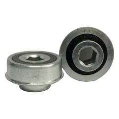 General purpose conveyor roller bearing with 2.27 in bearing OD and 2 29/64 in flange outside diameter. Designed for 2-1/2 in (11 Gauge) pipe, rated for 1,569 lb load. Used in material handling systems to support rotating conveyor rollers on axles, reducing friction for smooth transport of bulk or packaged goods.