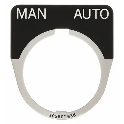 EATON Legend Plate: 30 mm Panel Mounting Size, Half-Round, 1 5/8 in Overall Wd - Push-Button Rings & Plates