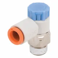 SMC Speed Control Valve: Elbow Fitting, Screw, 1/4 in/1/8 in Valve Body Size, 1/4 in Tube, Meter In (MPN AS2211F-N02-07S)