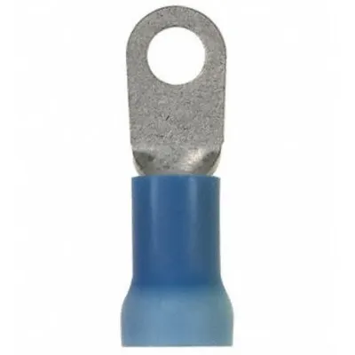 PANDUIT Ring Terminal: Blue, Vinyl Insulation, 1/4 in Stud Size, 6 AWG to 6 AWG Wire Sizes - Insulated Ring Terminals